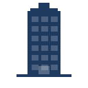 Pixel art illustration of a tower block